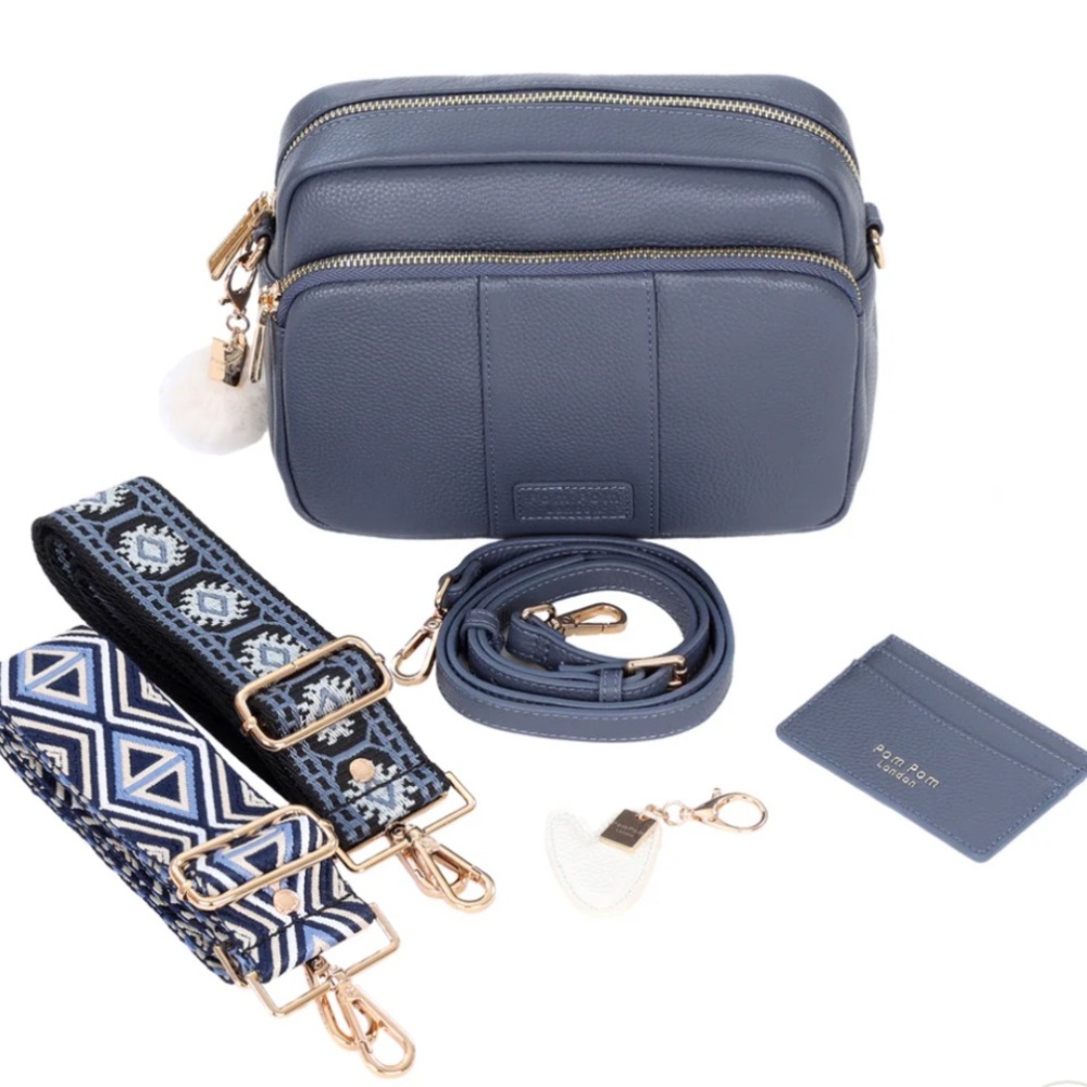 Elegant Navy Crossbody Bag with Interchangeable Straps